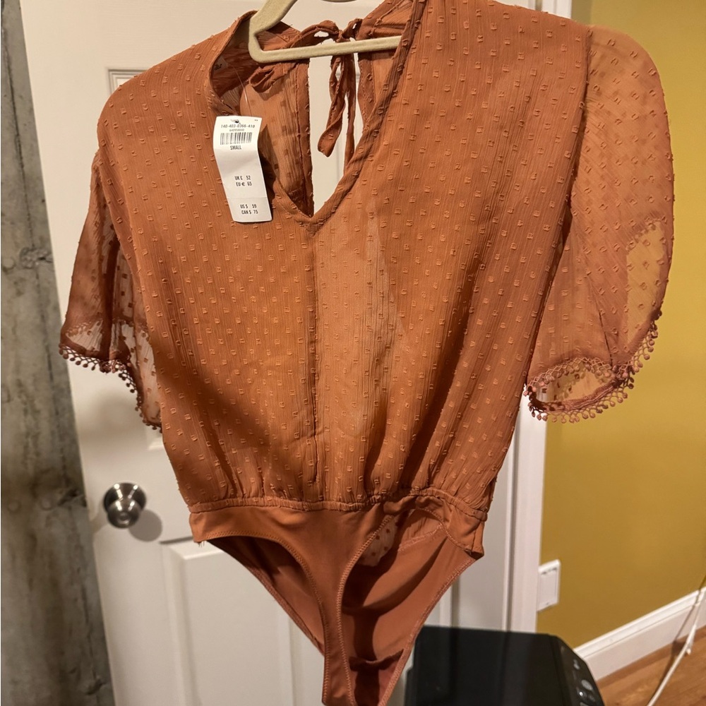 Abercrombie & Fitch Orange Tie Front Bodysuit
